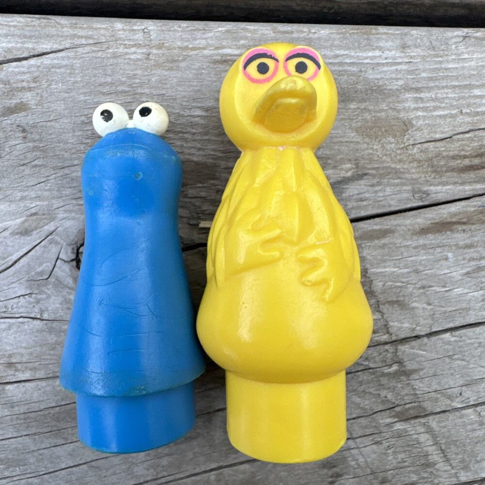 Vintage Fisher Price Little People Big Bird And Cookie Monster Set Of Two